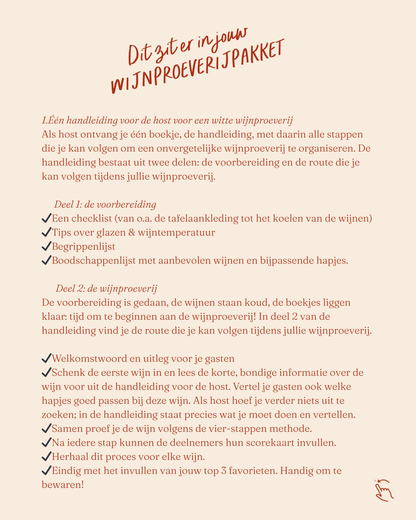 Witte wijnproeverij pakket | La Dolce Vino | Slechts 13,95 per persoon!