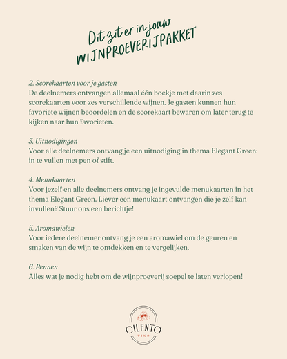 Witte wijnproeverij pakket | Elegant Green | Slechts 13,95 per persoon!