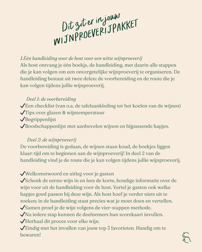 Witte wijnproeverij pakket | Elegant Green | Slechts 13,95 per persoon!